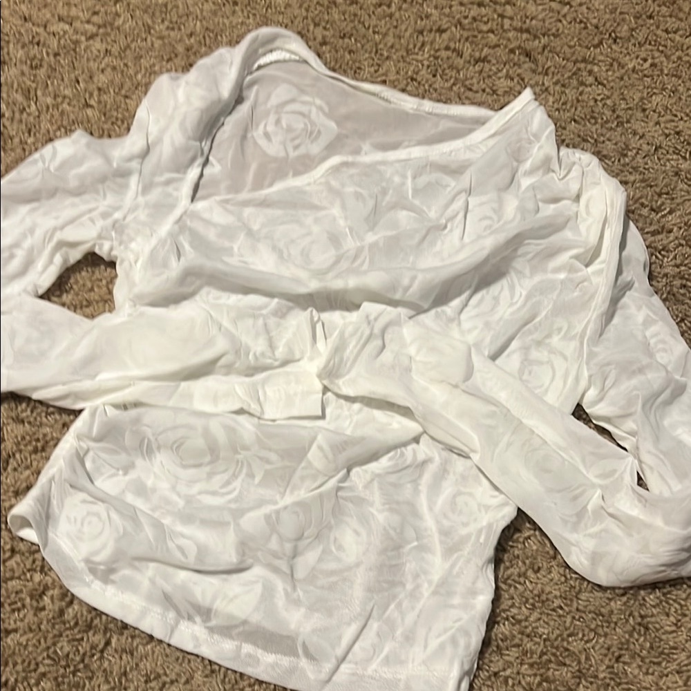 White Floral Sheer Top